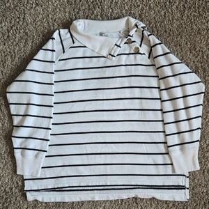 J. Crew Womens Black and White Striped Sweatshirt Size Large